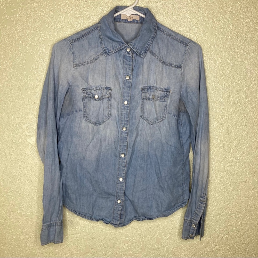 Iris Small Button Down Denim Shirt - image 1